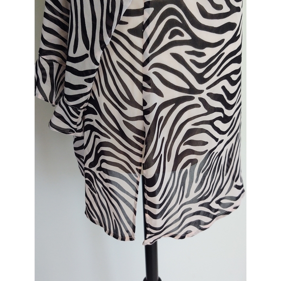 Victoria’s Secret Pink & Black Zebra Print Long Sleeve Pajama Top Sheer Size Med - Picture 7 of 14
